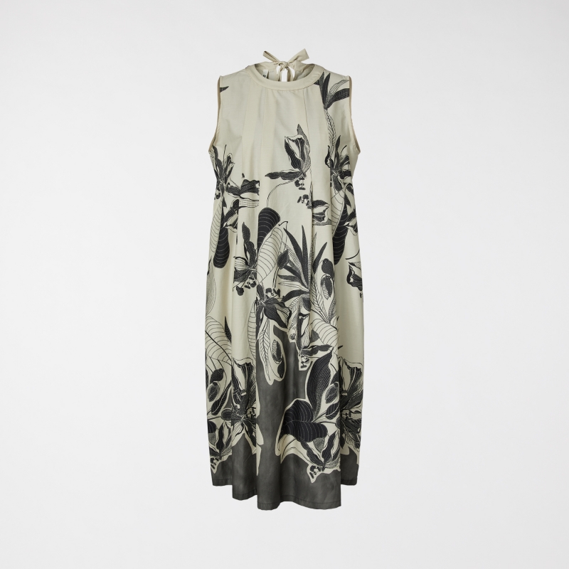 SLEEVELESS DRESS WITH LEAF...