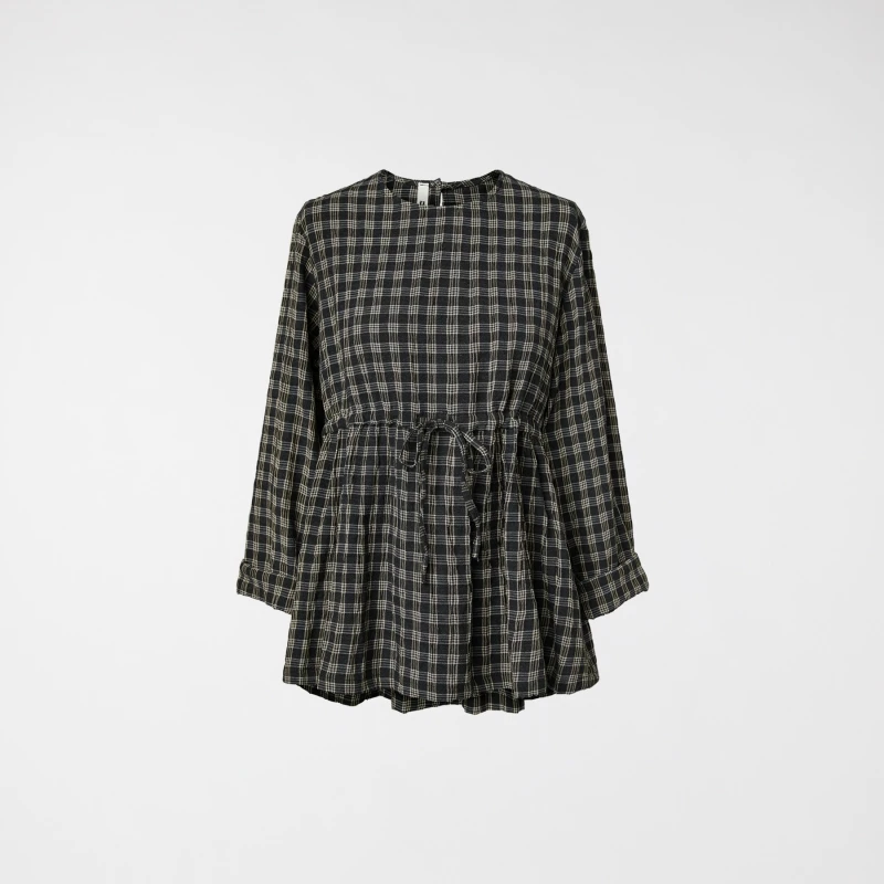 CHECKED BLOUSE WITH WAIST...