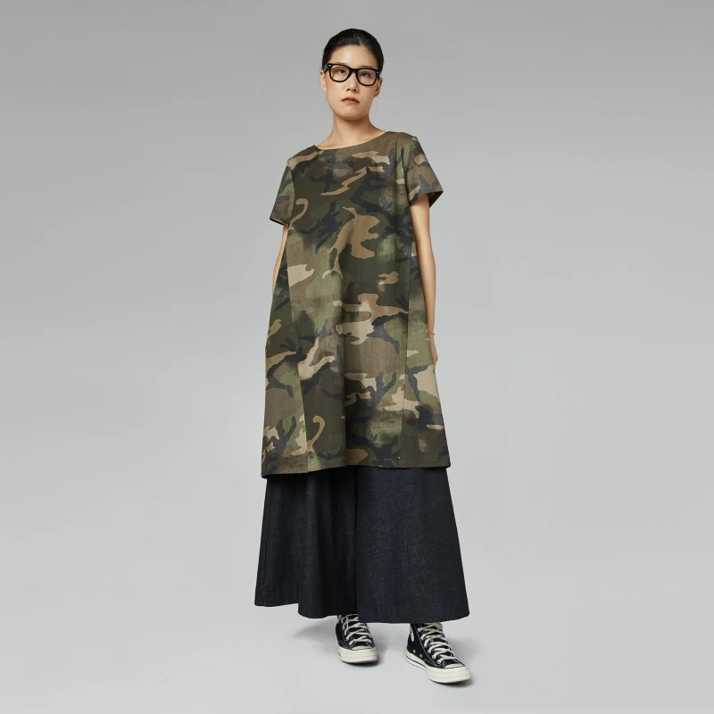 MILITARY PRINT COTTON MIDI...