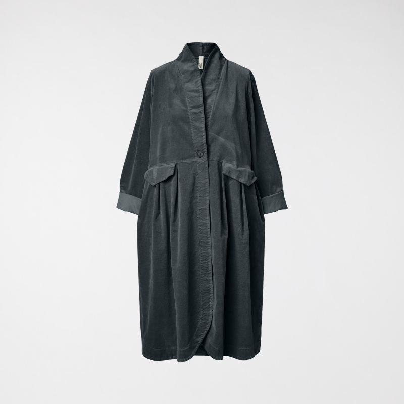 MANTEAU EN VELOURS GRIS
