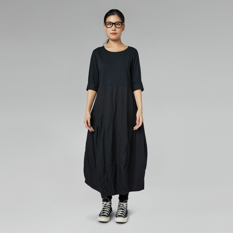 EGG SHAPED LONG DRESS BLACK