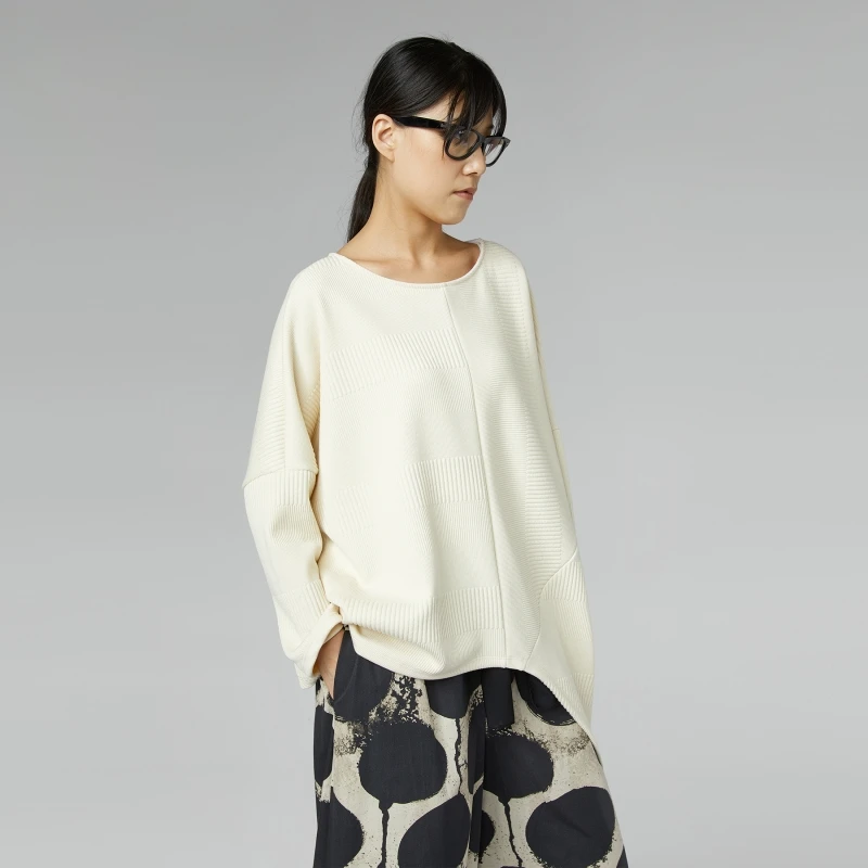 MAGLIONE ASIMMETRICO PANNA