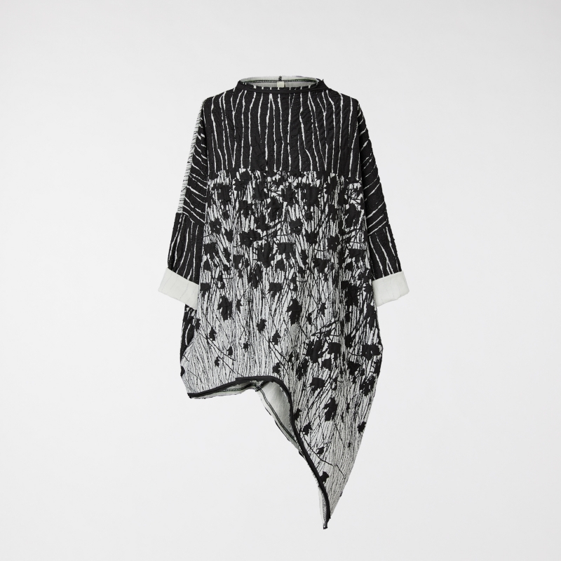 BLUSA A FIORI BIANCO E NERO