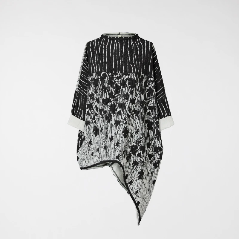 BLUSA A FIORI BIANCO E NERO