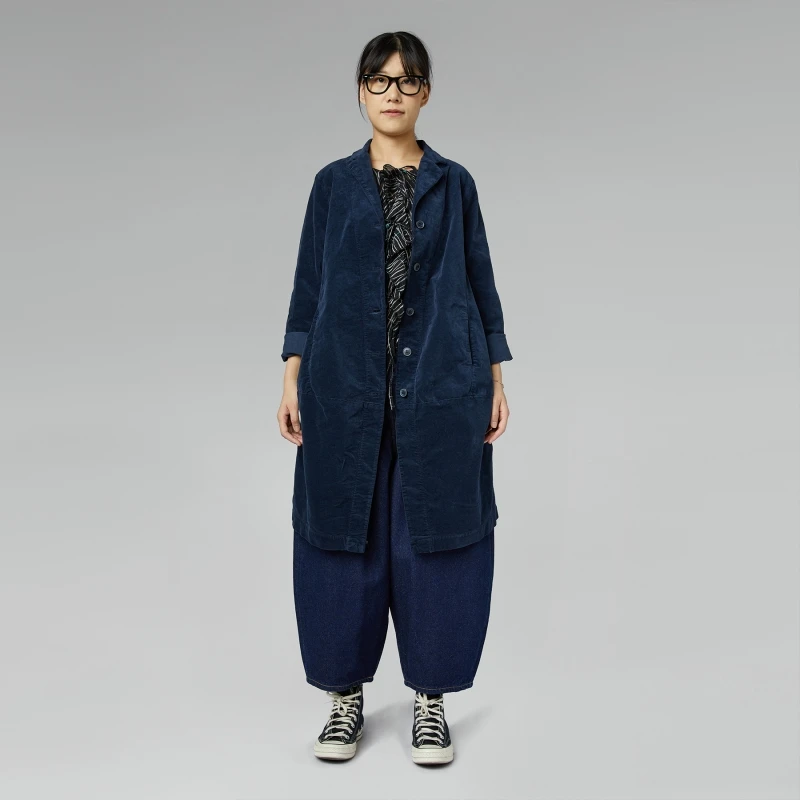 LONG VELVET JACKET BLUE