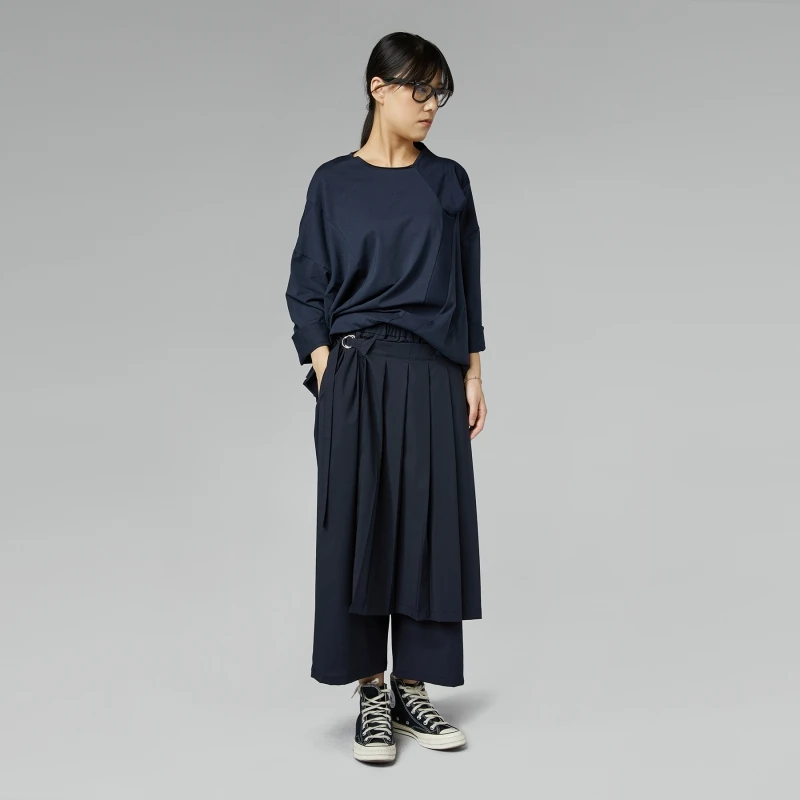 PAREO-EFFECT TROUSERS BLUE