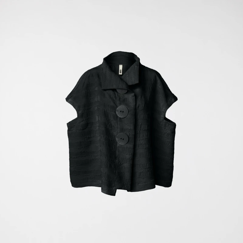 VEST WITH BIG BUTTONS BLACK