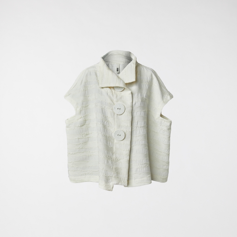 GILET CON BOTTONI GROSSI PANNA