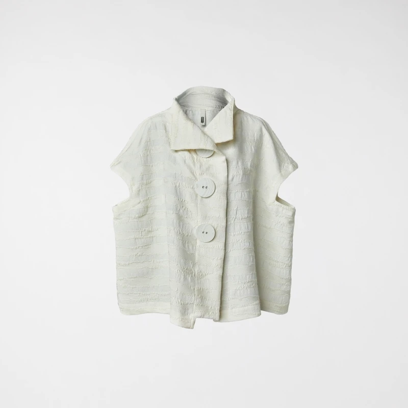 GILET CON BOTTONI GROSSI PANNA