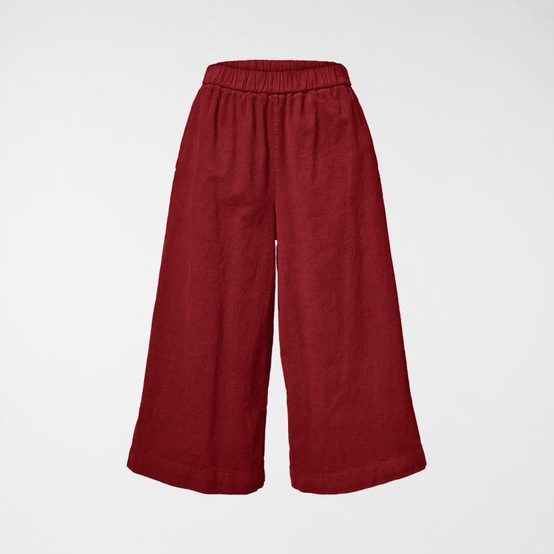 WEITE HOSE AUS SAMT BORDEAUX
