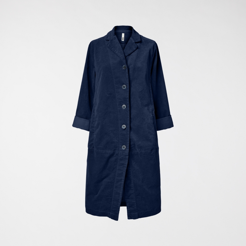 LANGE SAMTJACKE BLAU