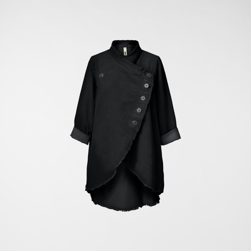 ASYMMETRIC VELVET JACKET BLACK