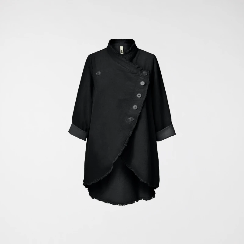 ASYMMETRIC VELVET JACKET BLACK