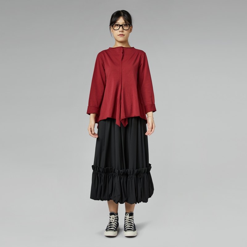 ASYMMETRIC SWEATSHIRT BORDEAUX