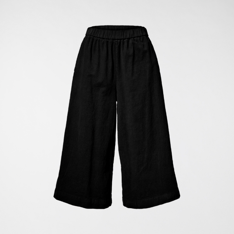 WIDE LEG VELVET TROUSERS BLACK