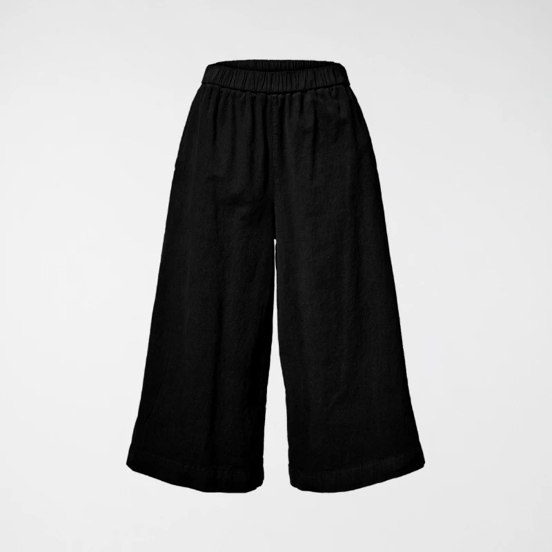 WIDE LEG VELVET TROUSERS BLACK