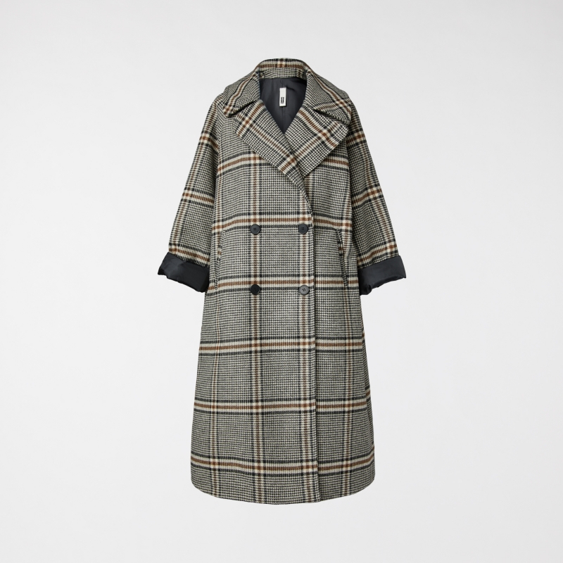 TARTAN DOUBLE-BREASTED COAT