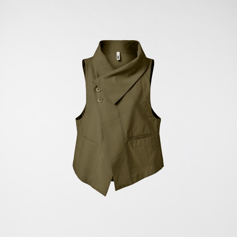 GILET IN COTONE VERDE MILITARE