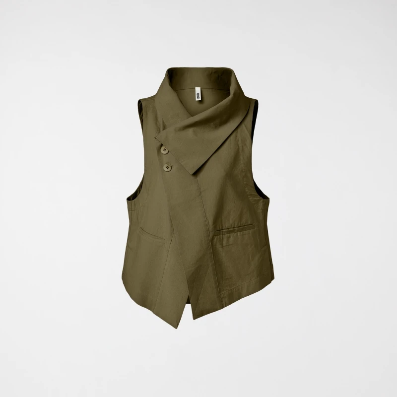 GILET IN COTONE VERDE MILITARE