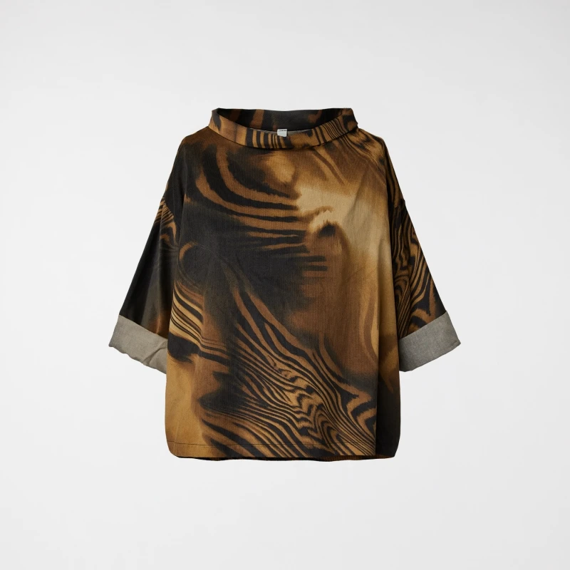 RIBBED BLOUSE WITH PRINT