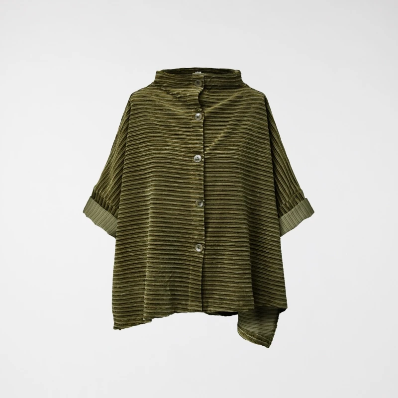 RIBBED VELVET CARDIGAN GREEN