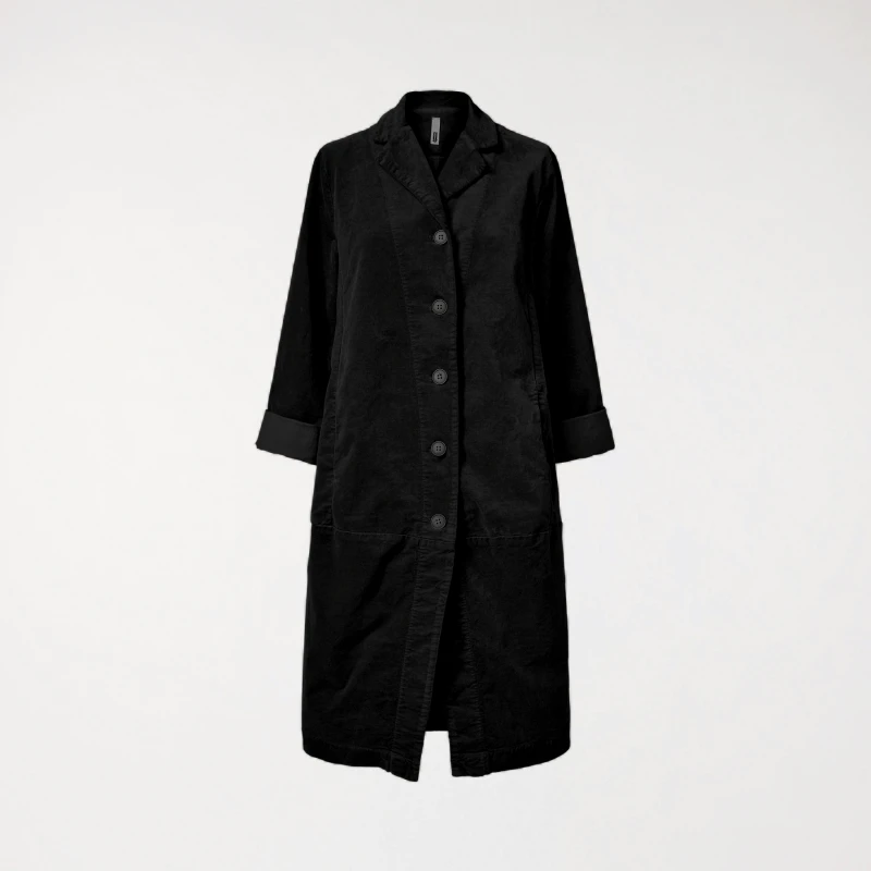 LANGE SAMTJACKE SCHWARZ