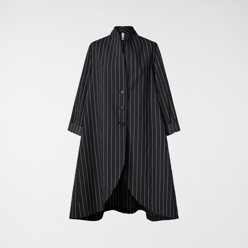 OVERCOAT IN PINSTRIPED FABRIC