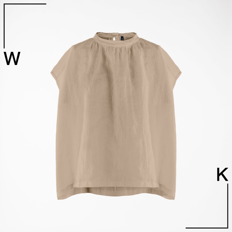 WIDE LINEN BLOUSE WITH...