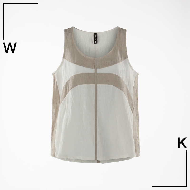TWO-TONE TOP IN LINEN BLEND