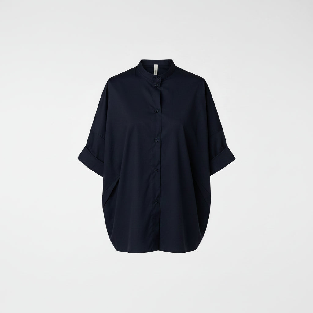 CAMISA COREANA AZUL CON CUELLO