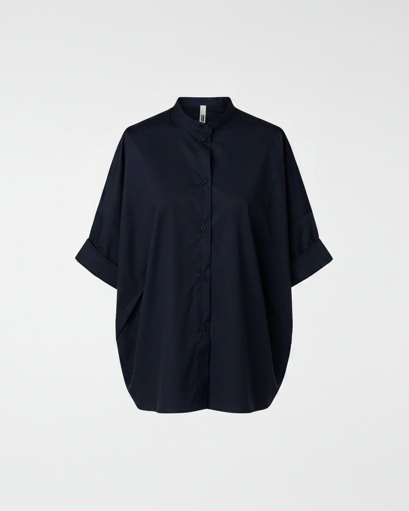 CAMICIA COREANA CON COLLO BLU