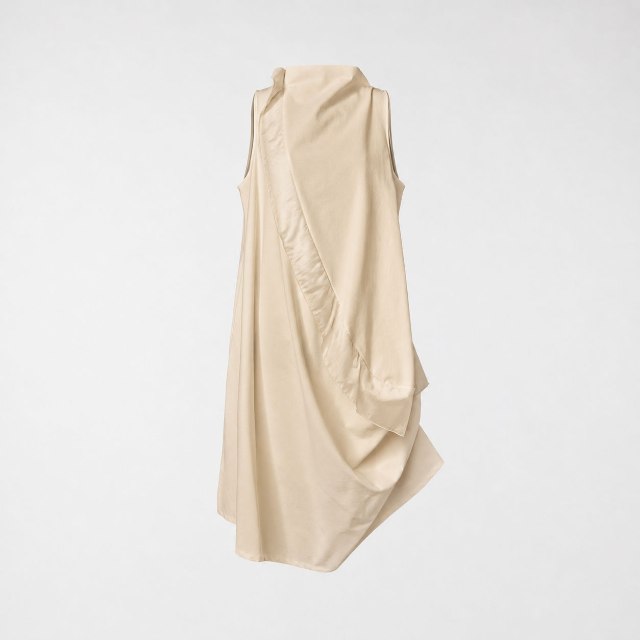 VESTIDO SIN CUELLO EN PUNTO MILANO 