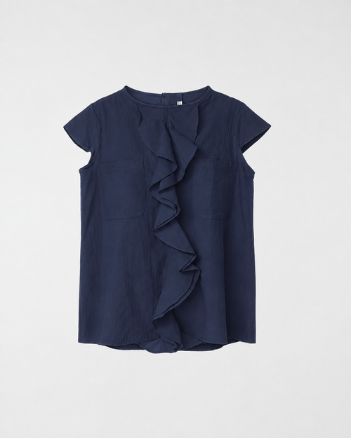 BLUSA DE ALGODÓN CON ROUCHE