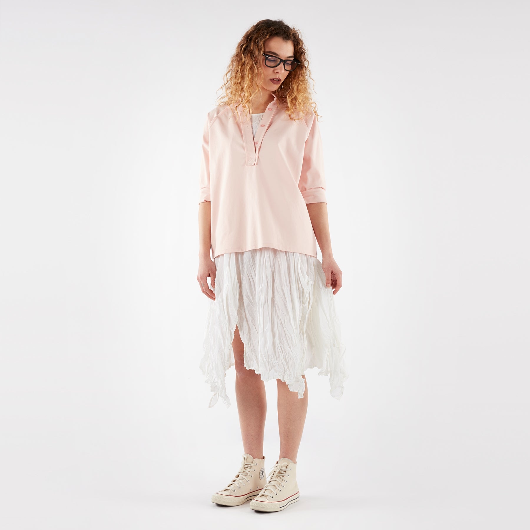 T-SHIRT IN TESSUTO PUNTO MILANO CON COLLO ALTO