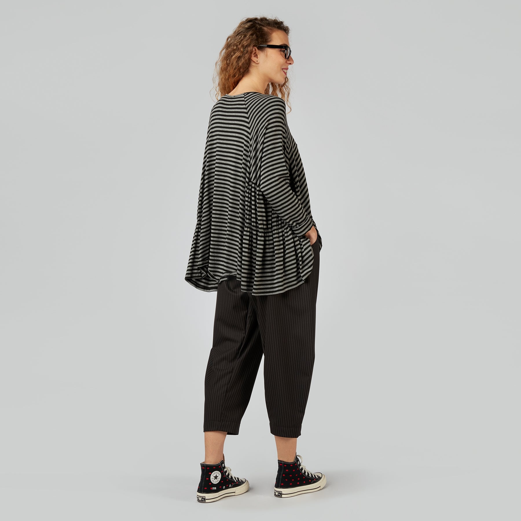 VISCOSE BLEND PINSTRIPE TROUSERS