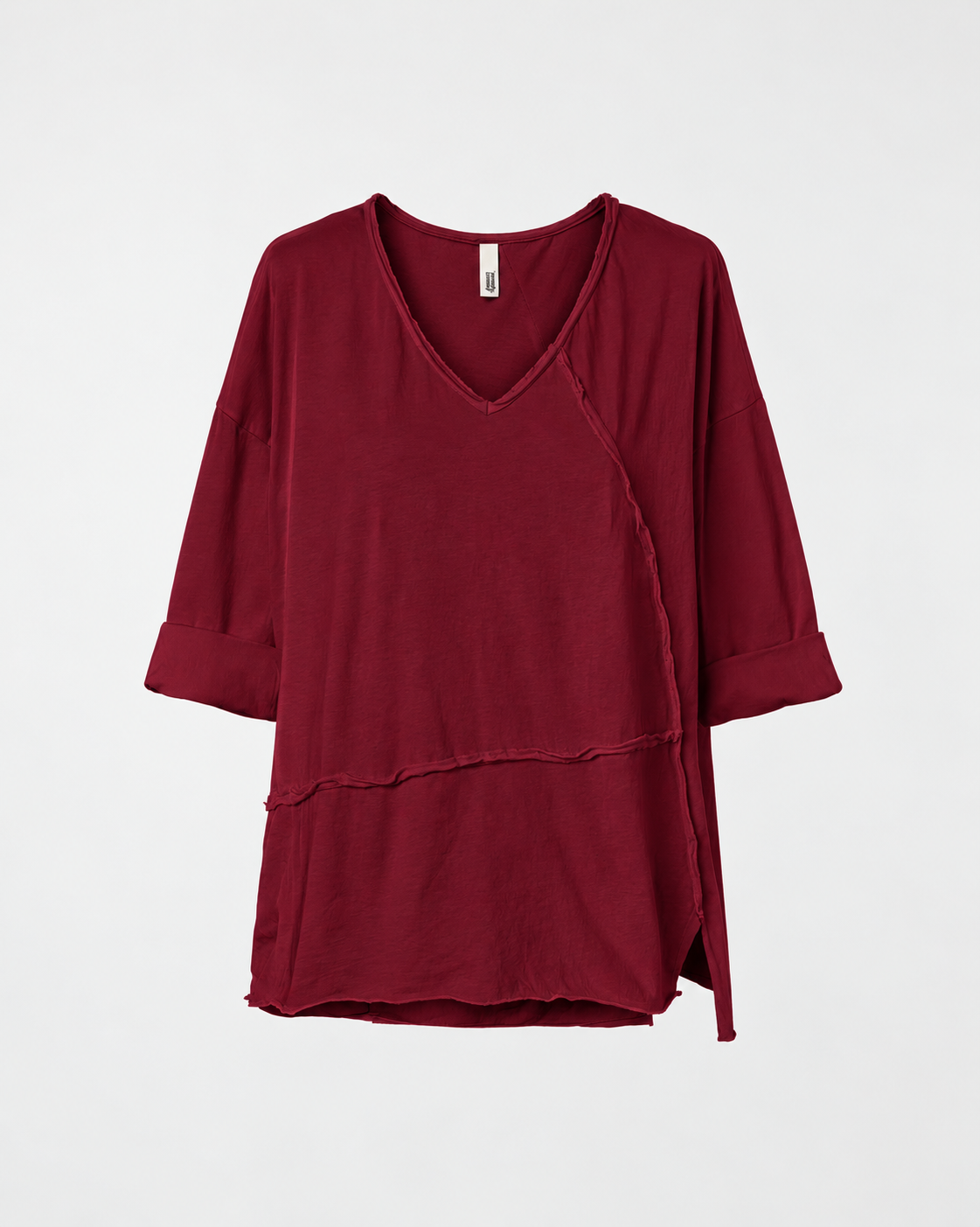 RAW CUT T-SHIRT WITH V NECKLINE