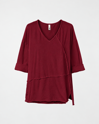 RAW CUT T-SHIRT WITH V NECKLINE