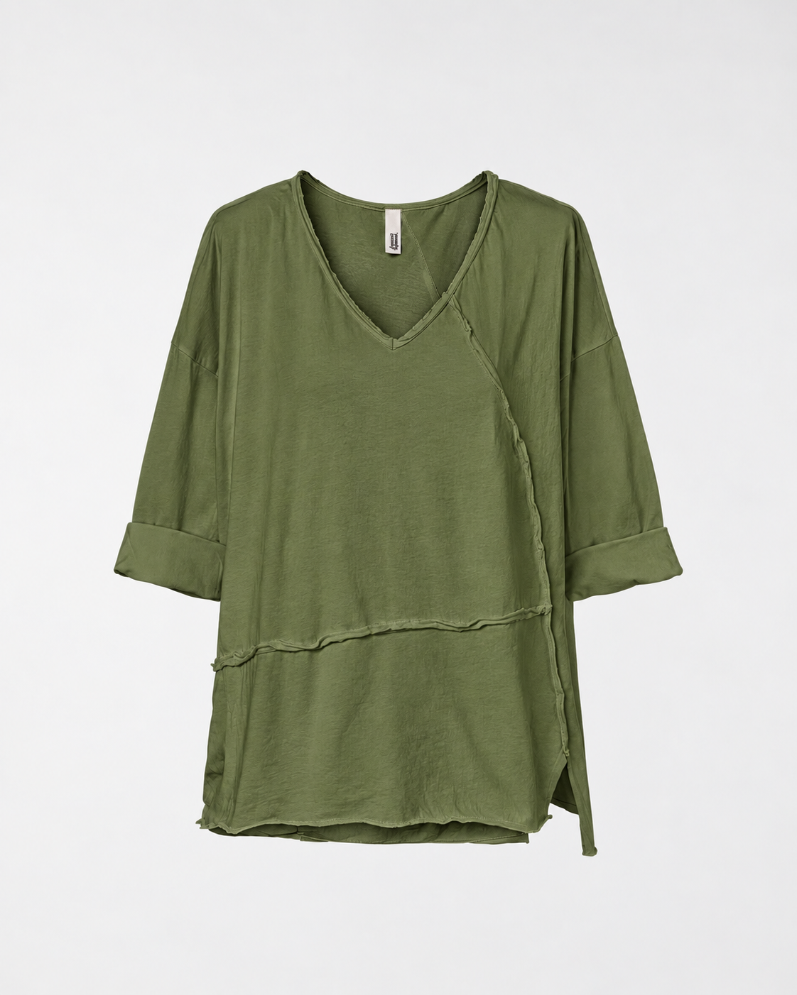 RAW CUT T-SHIRT WITH V NECKLINE