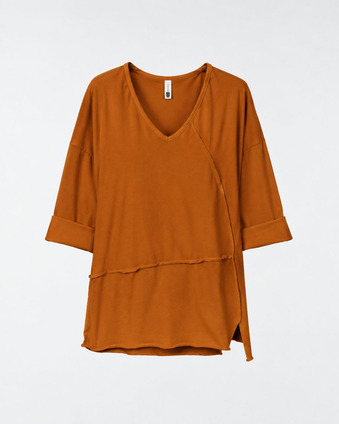 RAW CUT T-SHIRT WITH V NECKLINE