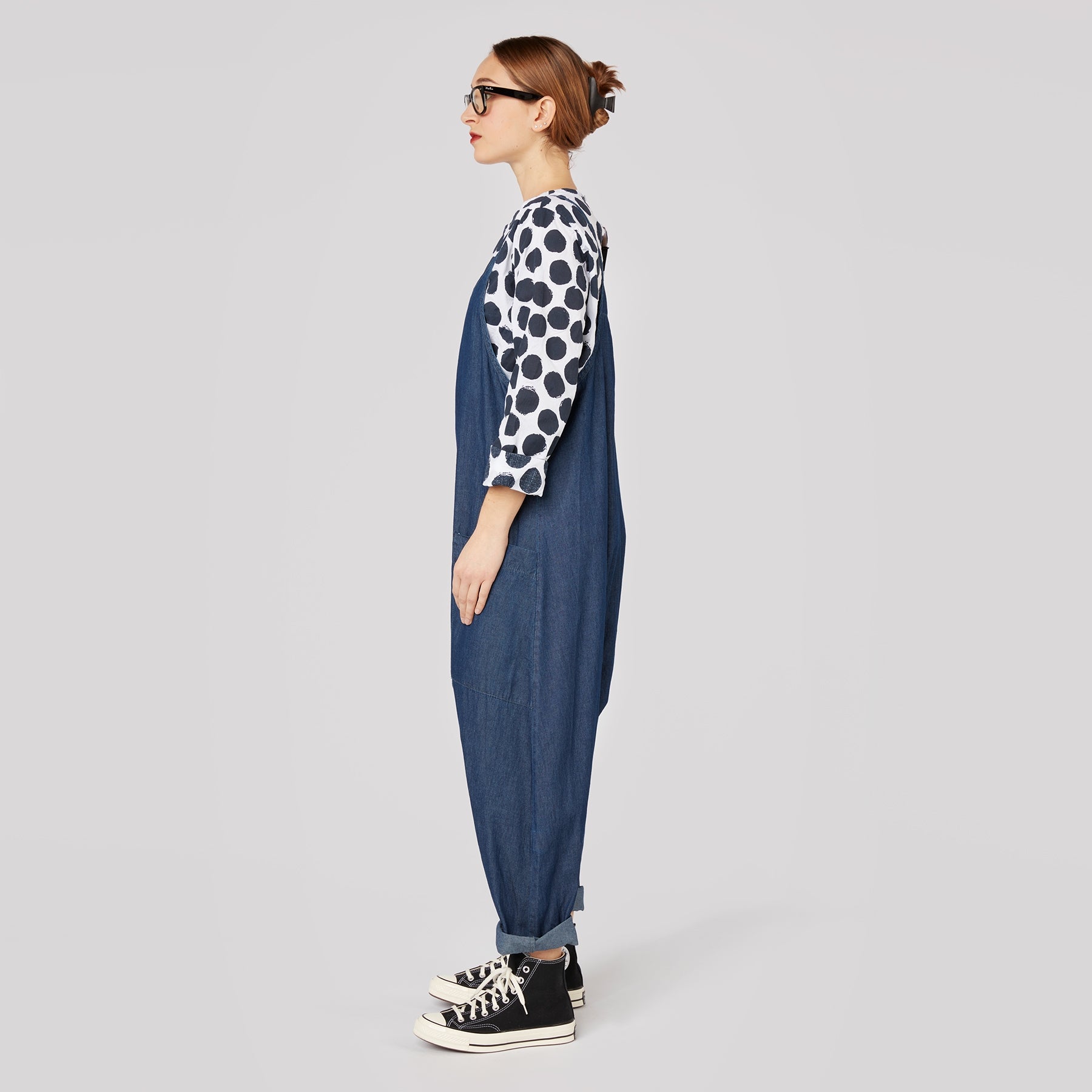 WIDE DUNGAREES IN LIGHTWEIGHT DENIM