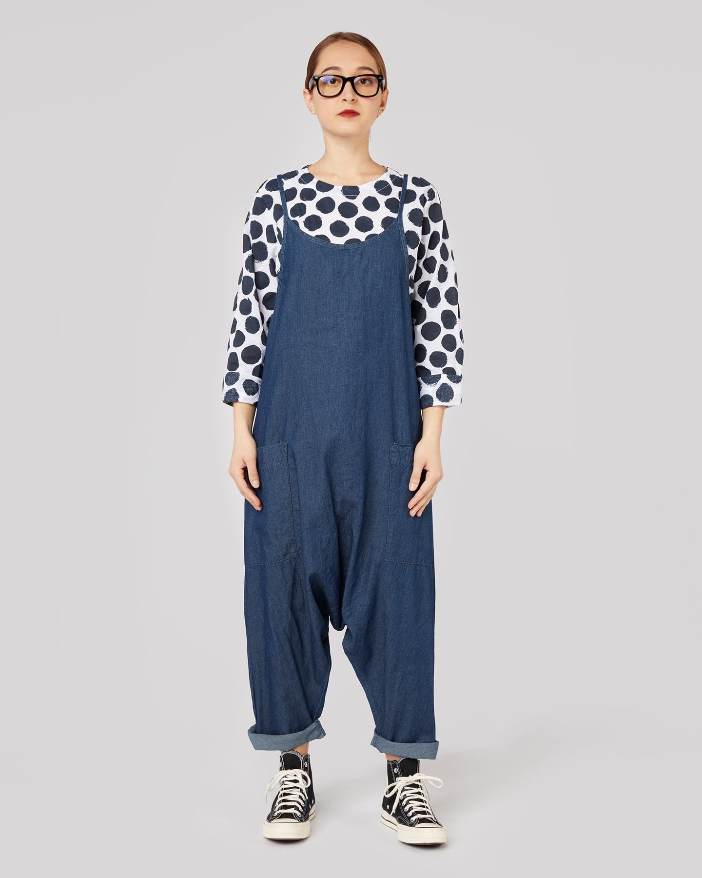 WIDE DUNGAREES IN LIGHTWEIGHT DENIM