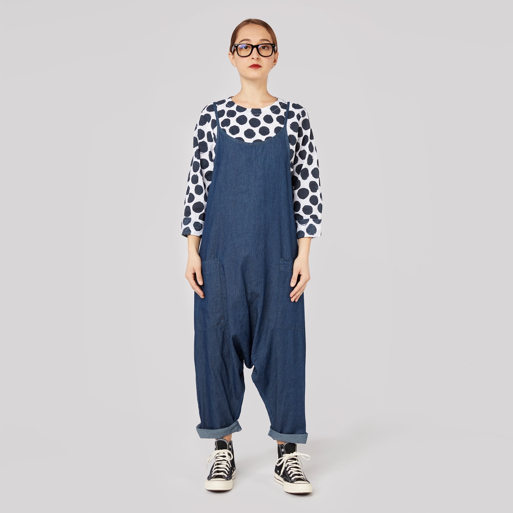 WIDE DUNGAREES IN LIGHTWEIGHT DENIM