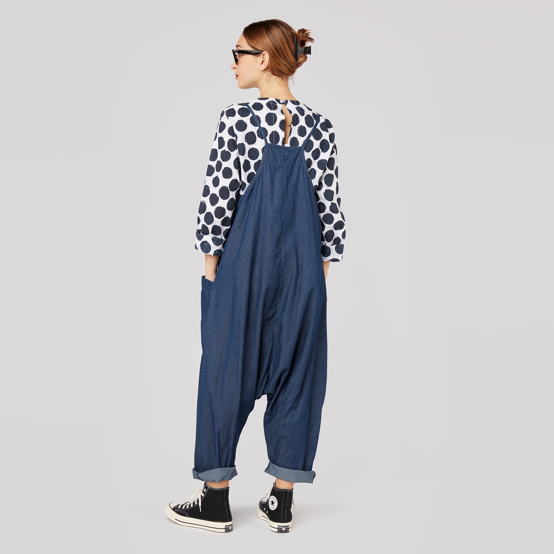WIDE DUNGAREES IN LIGHTWEIGHT DENIM