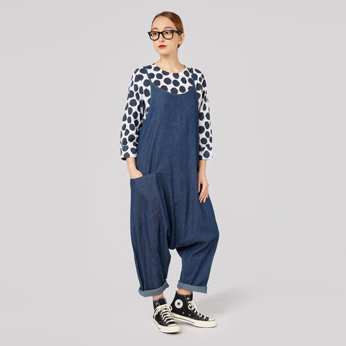 WIDE DUNGAREES IN LIGHTWEIGHT DENIM