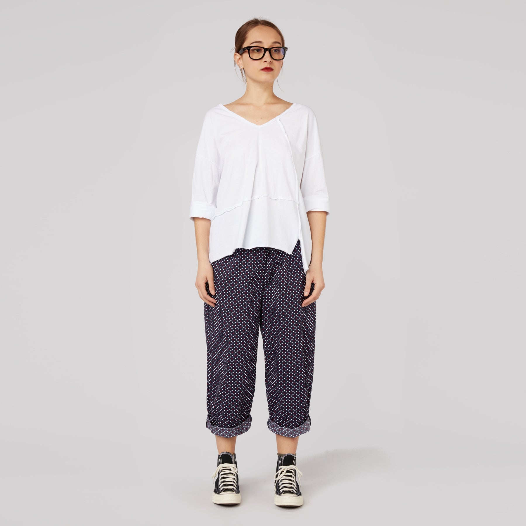 RAW CUT T-SHIRT WITH V NECKLINE