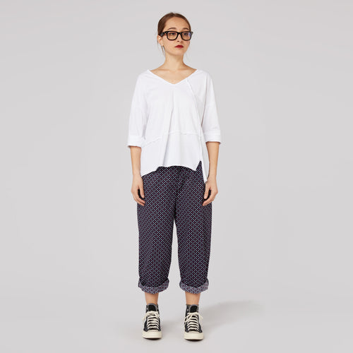 RAW CUT T-SHIRT WITH V NECKLINE