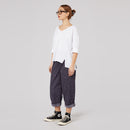 RAW CUT T-SHIRT WITH V NECKLINE