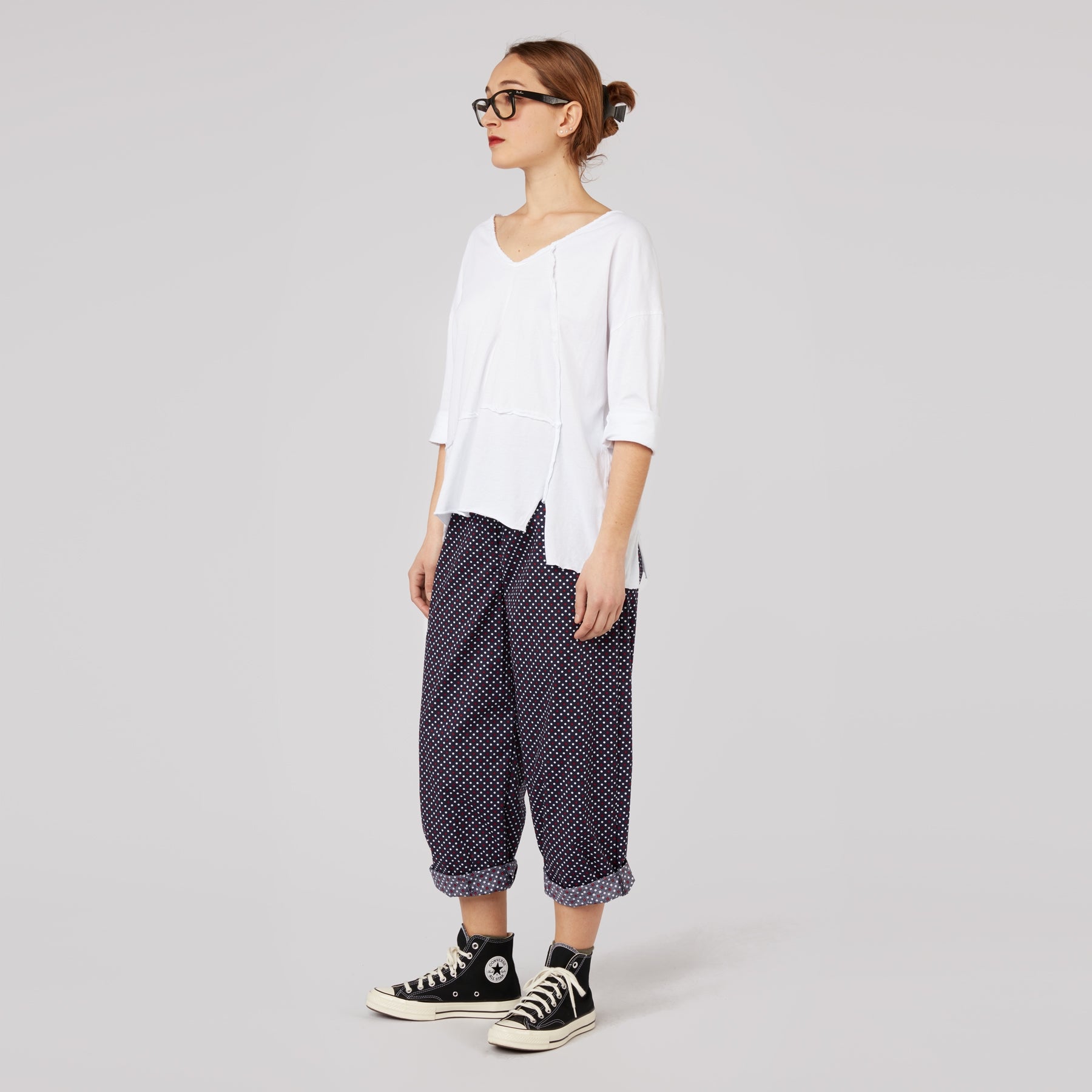 RAW CUT T-SHIRT WITH V NECKLINE