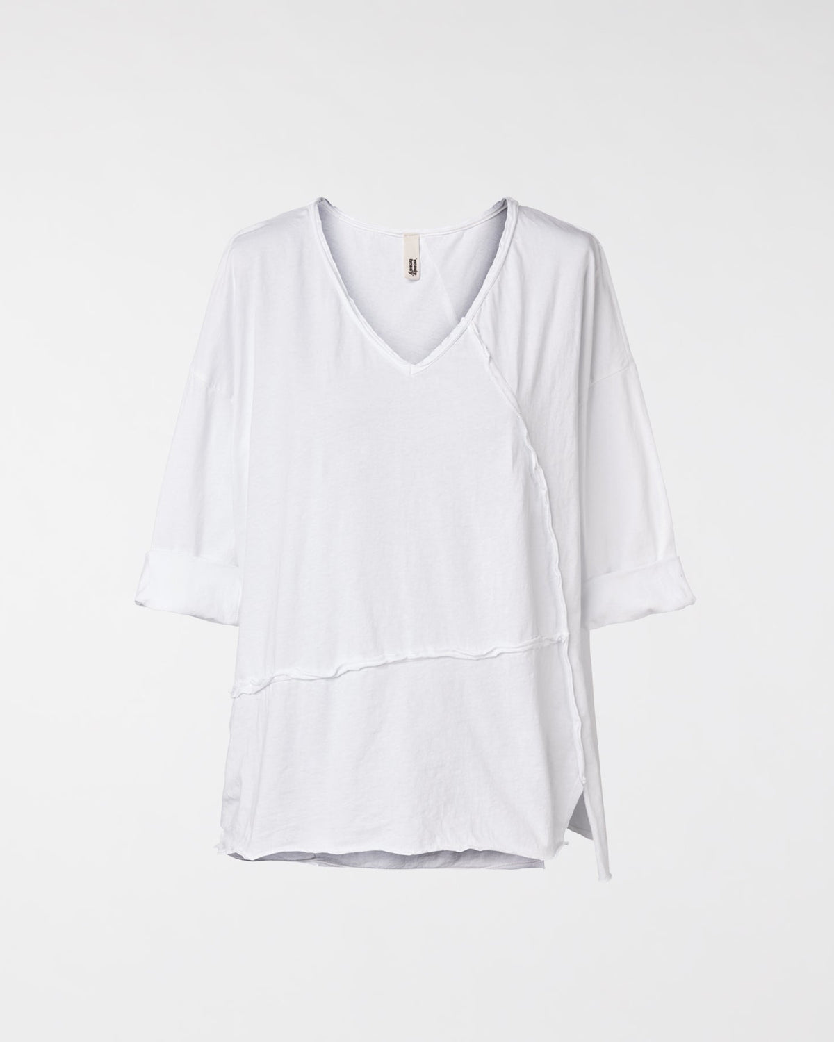 RAW CUT T-SHIRT WITH V NECKLINE