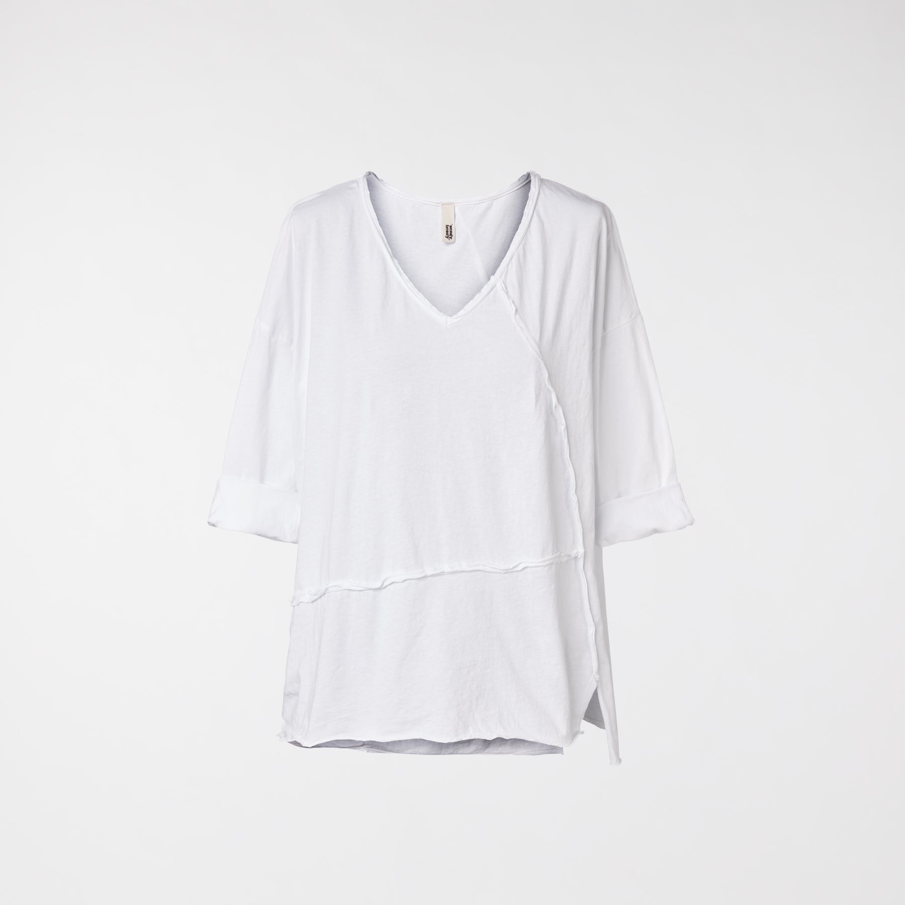 RAW CUT T-SHIRT WITH V NECKLINE